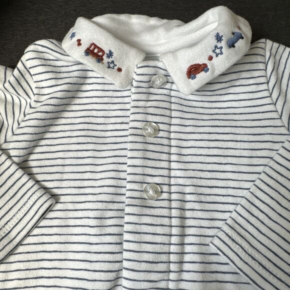 Edgehill Collection 3 Months Baby Romper Stripes Newborn Embroidered Collared - Picture 6 of 6